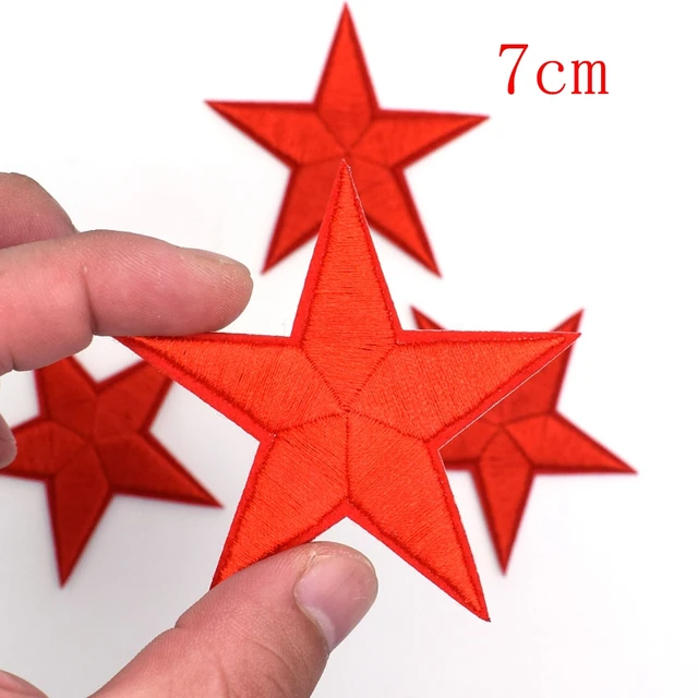 US $1 21 32% OFF|2Pcs Red Five Star Patches Military parches Backing Stickers Embroidered Jacket Patch For Clothing Fabric Patchwork Biker Badge-in