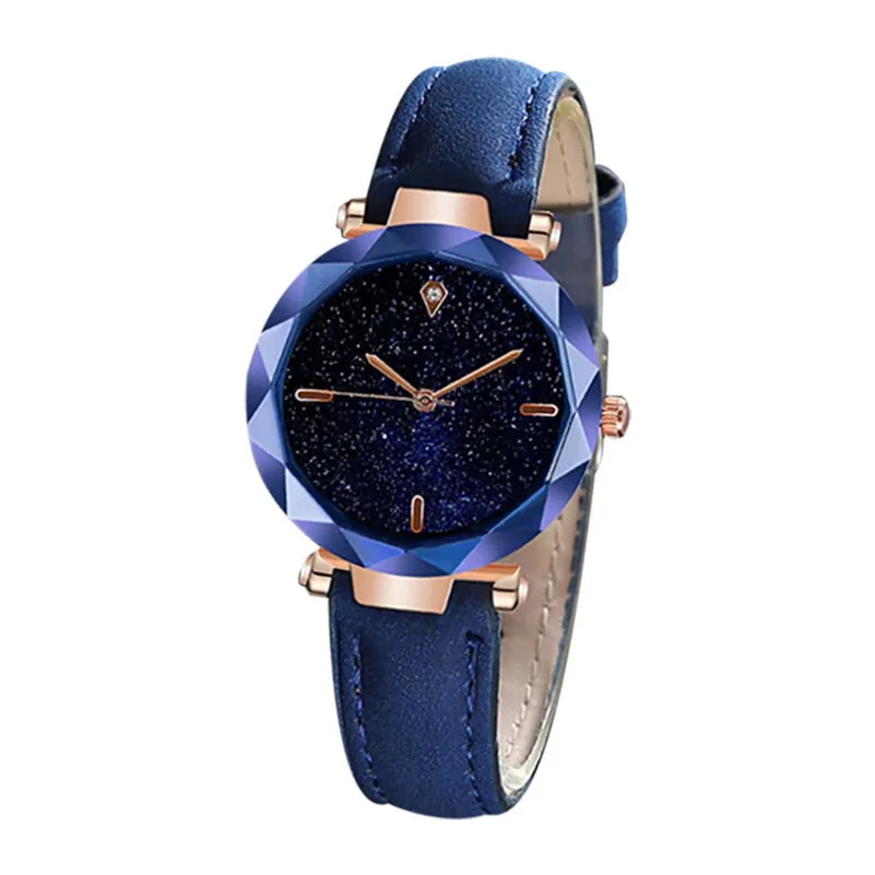 Relógios femininos de luxo céu estrelado dial multicolorido relógio de couro senhoras vestido casual relógio de pulso de quartzo para mulher reloj mujer # d