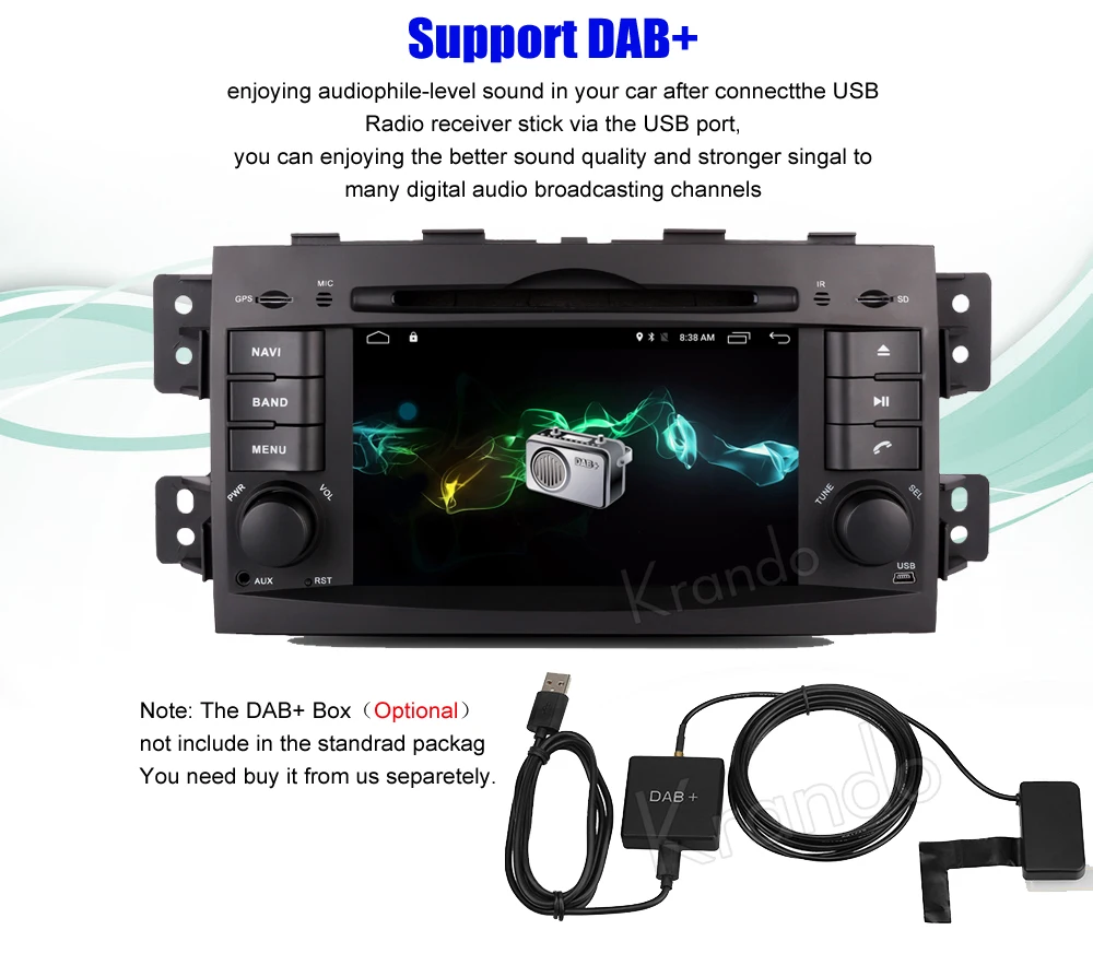 Best Krando 7" Android 9.0 car navigation multimedia system for Kia Mohave Borrego 2008+ audio radio gps dvd player WIFI 3G DAB+ 10