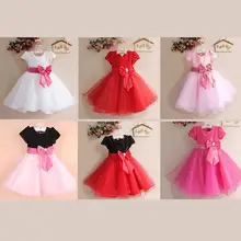 2017 Summer Baby Girls Dress Sequins Fashion Princess Dress Girl Clothes Sleeveless Lace Party Dress O-neck Bow Costume For Kids