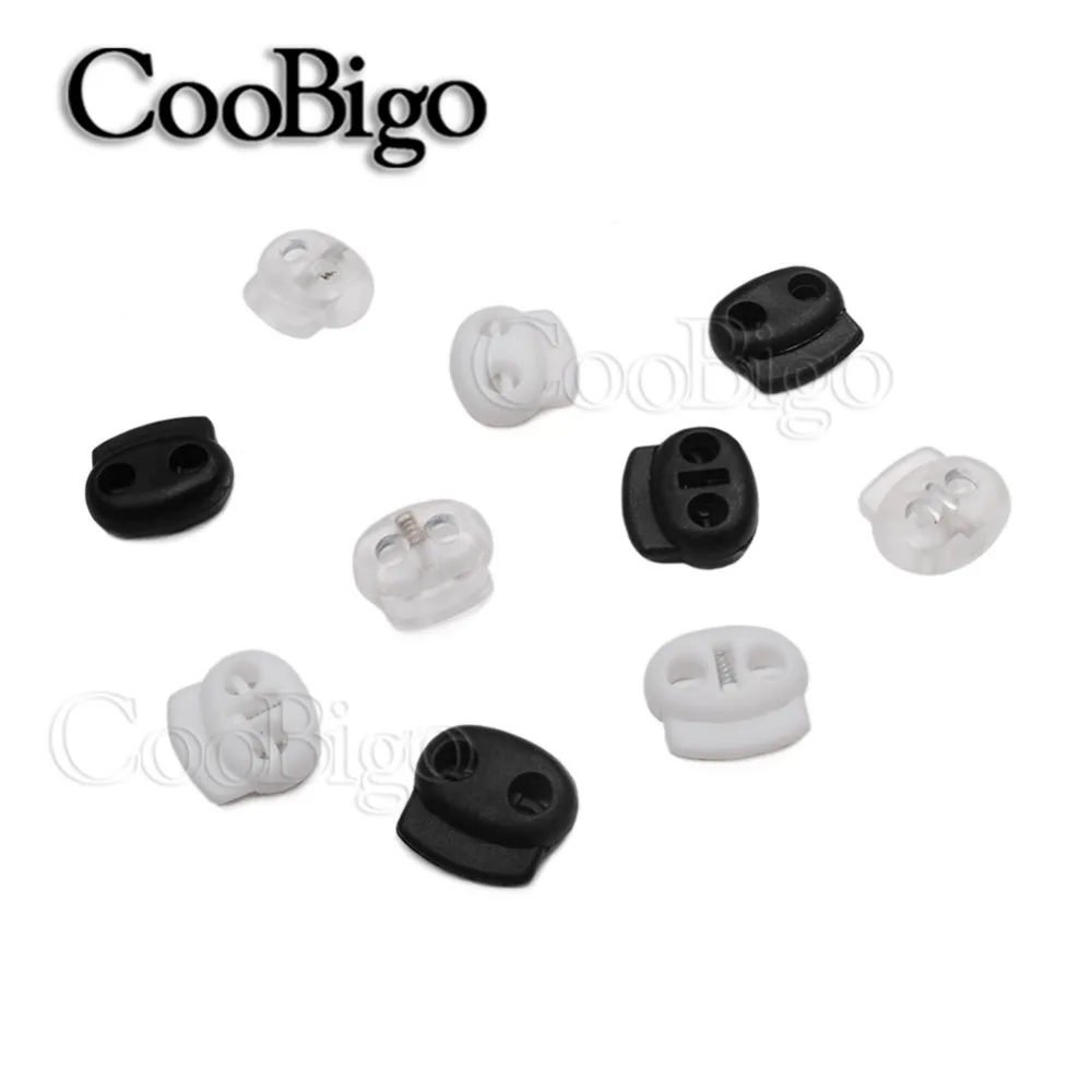Holes 4 colors Apparel Shoelace Toggle Clip Cord Lock Bean Plastic Stopper 