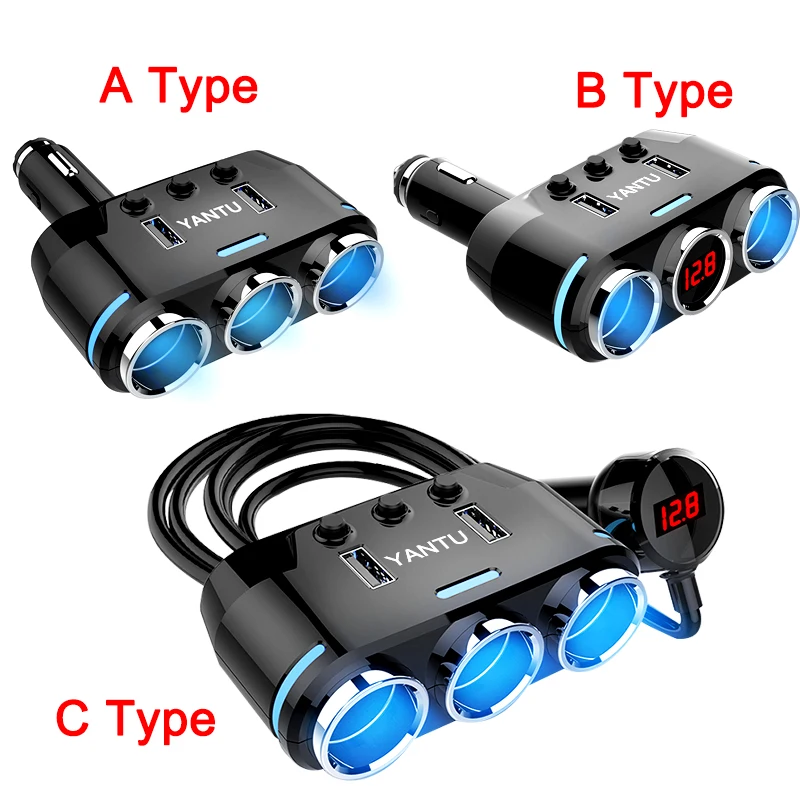 12 V-24 V автомобильный разветвитель прикуривателя Plug светодиодный USB Зарядное устройство адаптер 3.1A 100 W обнаружения для телефона MP3 DVR аксессуары