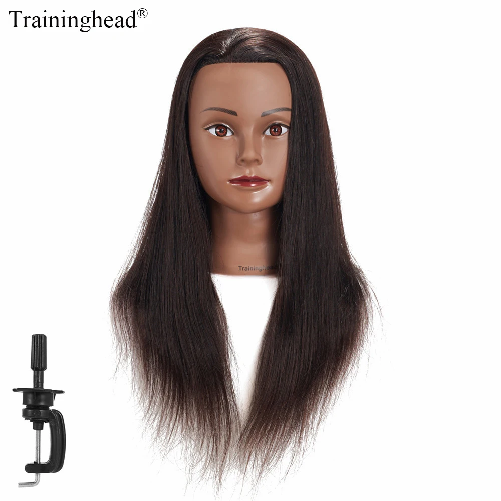 

Traininghead 20"-22"Mannequin Head 100% Human Hair Hairdresser Training Head Manikin Cosmetology Doll Head(Clamp Stand Included)