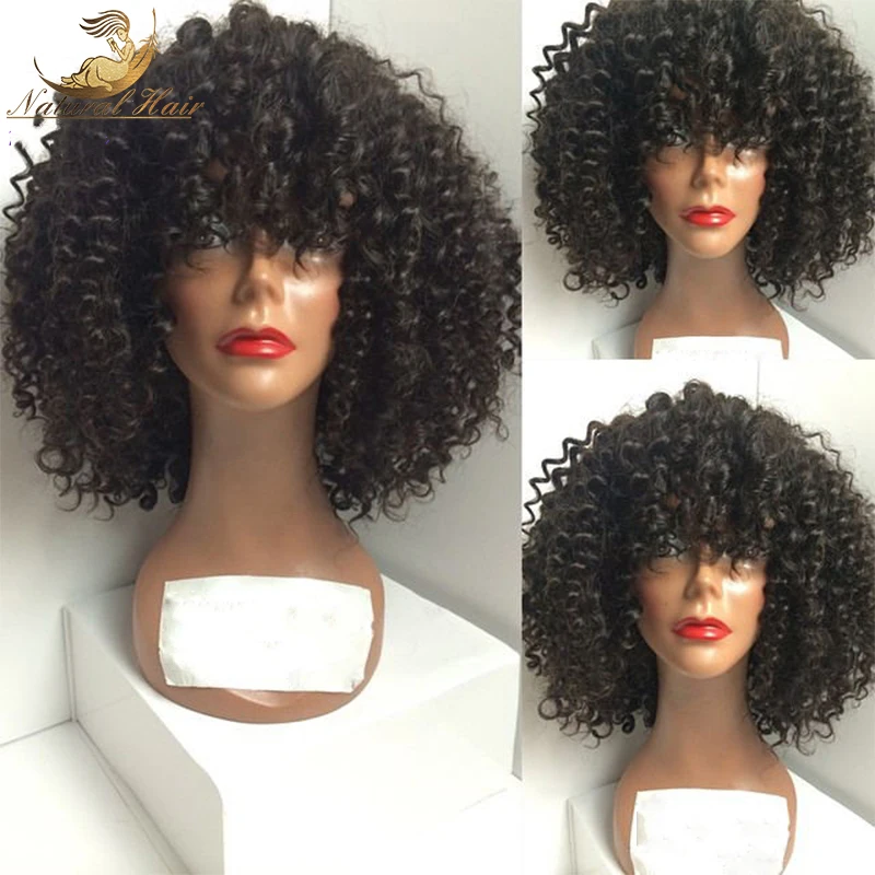 180 Density Brazilian Virgin Hair Afro Kinky Lace Front Wigs Glueless Human Hair Front Lace Afro