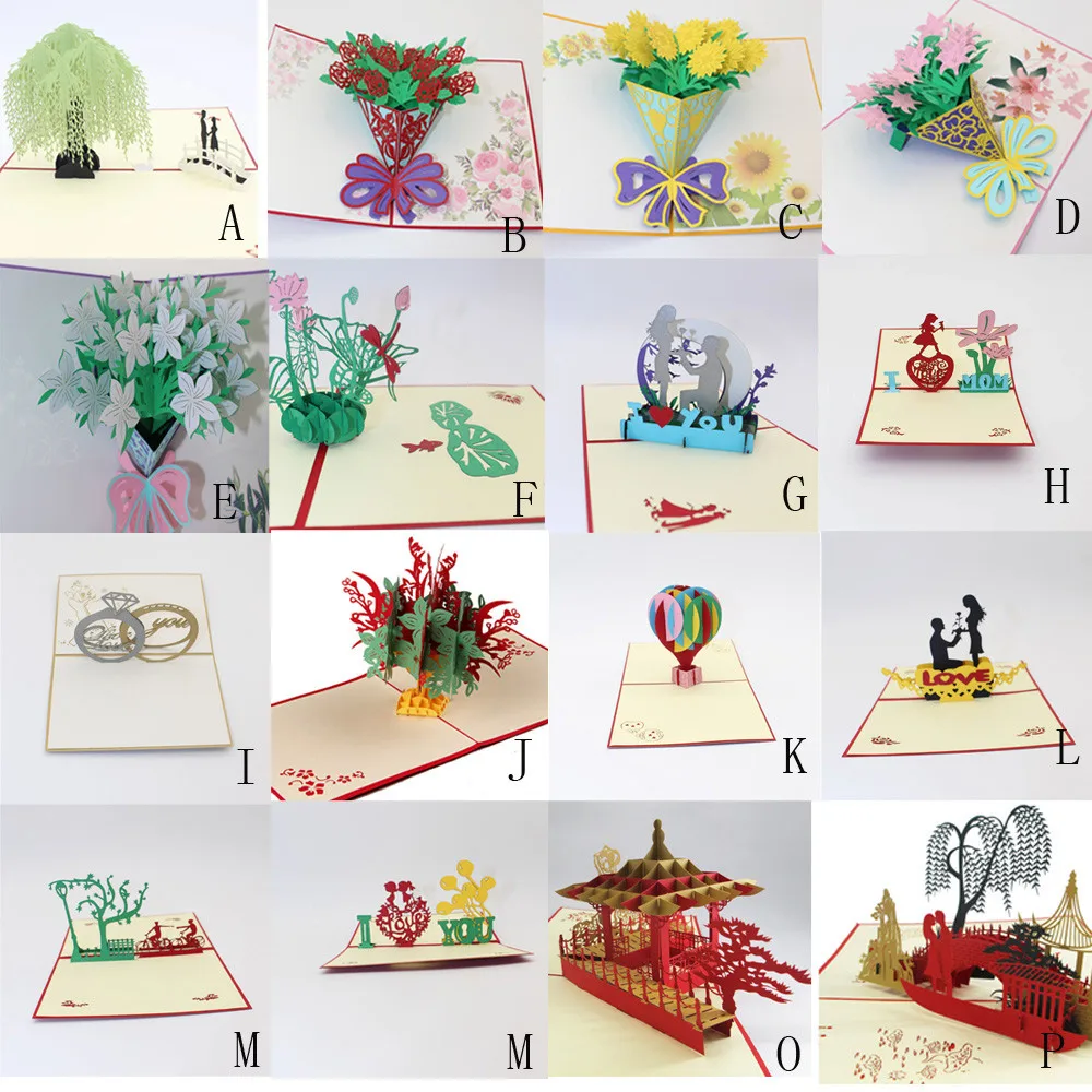 Новейшие модные креативные бумажные 3D всплывающие карты валентинка влюбленный с днем рождения Юбилей поздравительные открытки подарки карты
