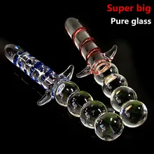 Big Glass Dildo Crystal Penis Double Ended Headed Adult Large Anal Beads Plug Ass Balls Sex toys for women men gay Lesbian