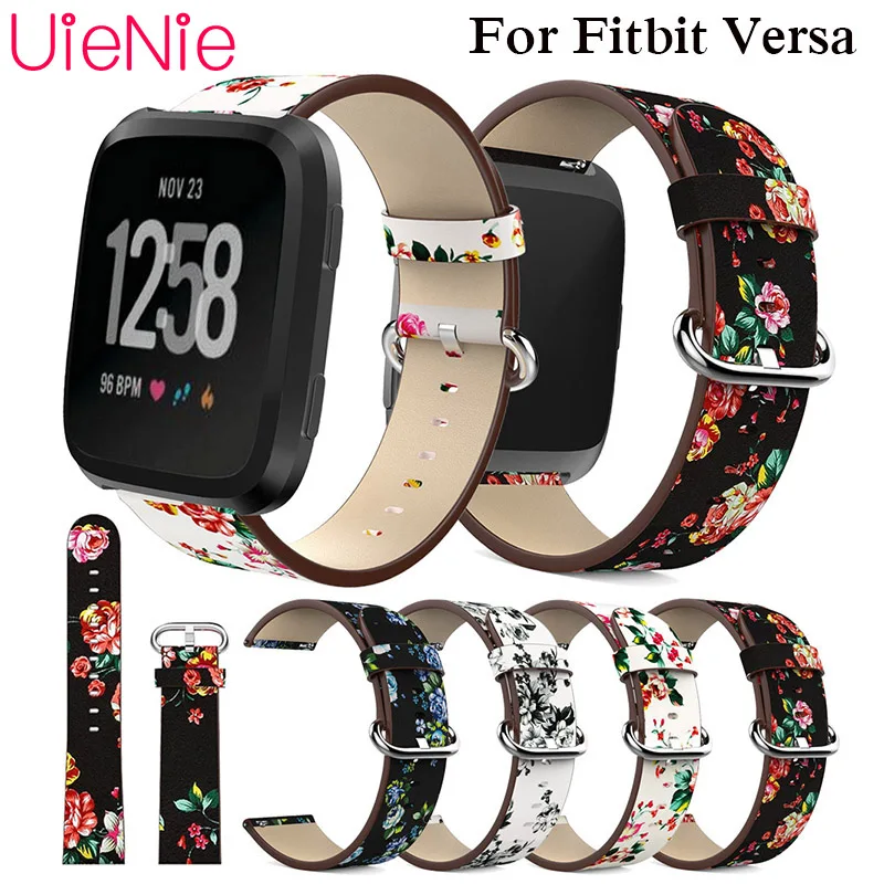 

Watch Band Leather peony Print for Fitbit Versa Replacement Watch Accessories Wristbands Strap Bracelet Flower Strap Correa Relo
