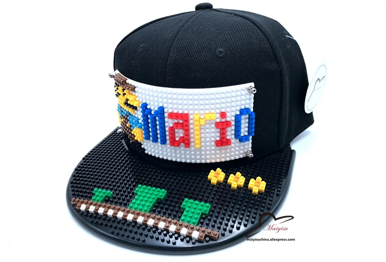 Мода Супер Марио мозаика настроить Snapback DIY Marie brick полями на заказ для шляпы хип-хоп Snapback шляпа бейсбольная Кепка