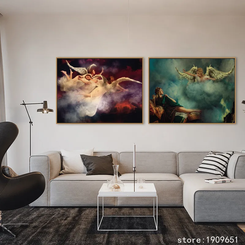 

cotton no frame classical figures angels canvas printings oil painting printed on cotton home wall art decoration pictures