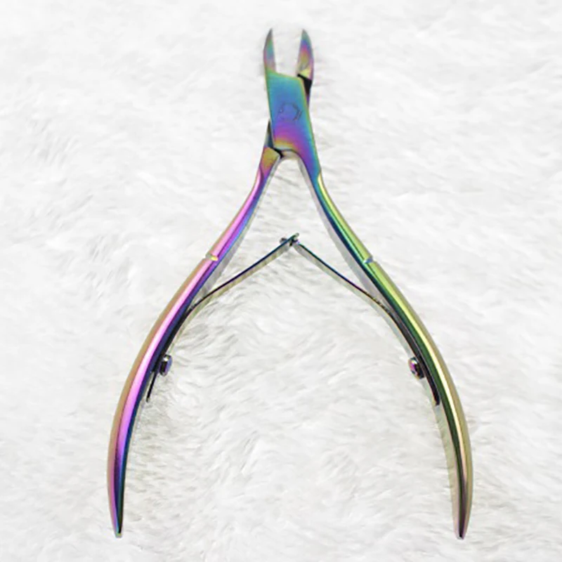 Shellhard 1Pc Rainbow Cuticle Nipper Chameleon Nail Cuticle Nipper Clipper Cutter Dead Skin Remover Manicure Pedicure Tool