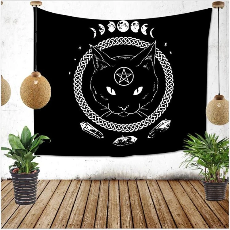 AOVOLL New 3D Nordic Background Cloth Hanging Home Tapestry Living Room Cartoon Cat Blanket Bedside Decoration | Дом и сад
