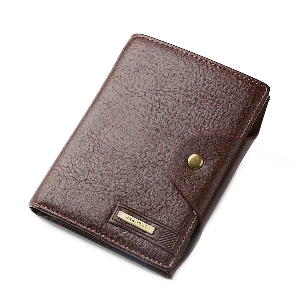 

Genuine Leather Brand Men Wallets Design Short Small Wallets Mens Purses Card Holder Carteras with Photo Holders Black Coffee