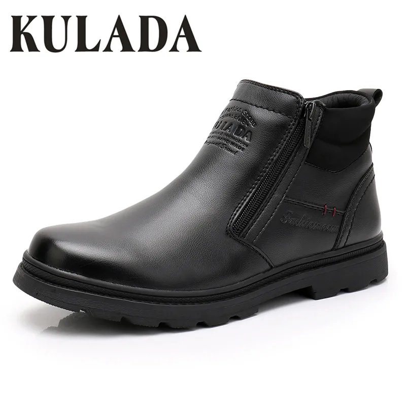 Ceny KULADA gorąca sprzedaż buty mężczyźni najcieplejsze buty zimowe ręcznie na zewnątrz zimowe buty do pracy w stylu Vintage mężczyźni zimowe wodoodporne buty