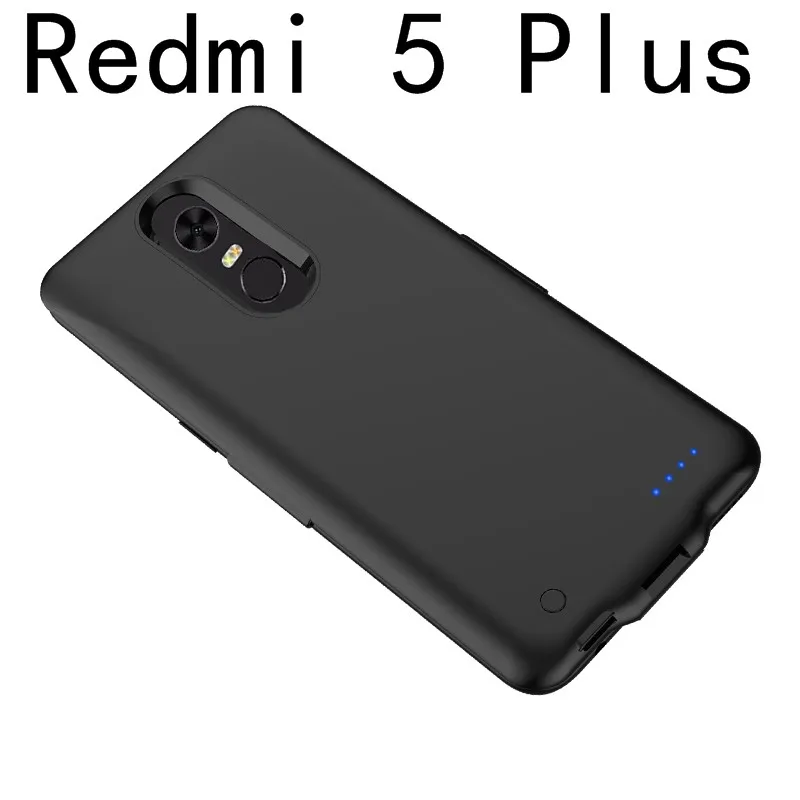 Тонкий ударопрочный чехол для батареи для Xiaomi Redmi 5 Plus, внешний аккумулятор, чехол для Xiaomi Redmi Note 4 4X Pro, чехол для зарядного устройства, задняя крышка - Цвет: Redmi 5 Plus-Black