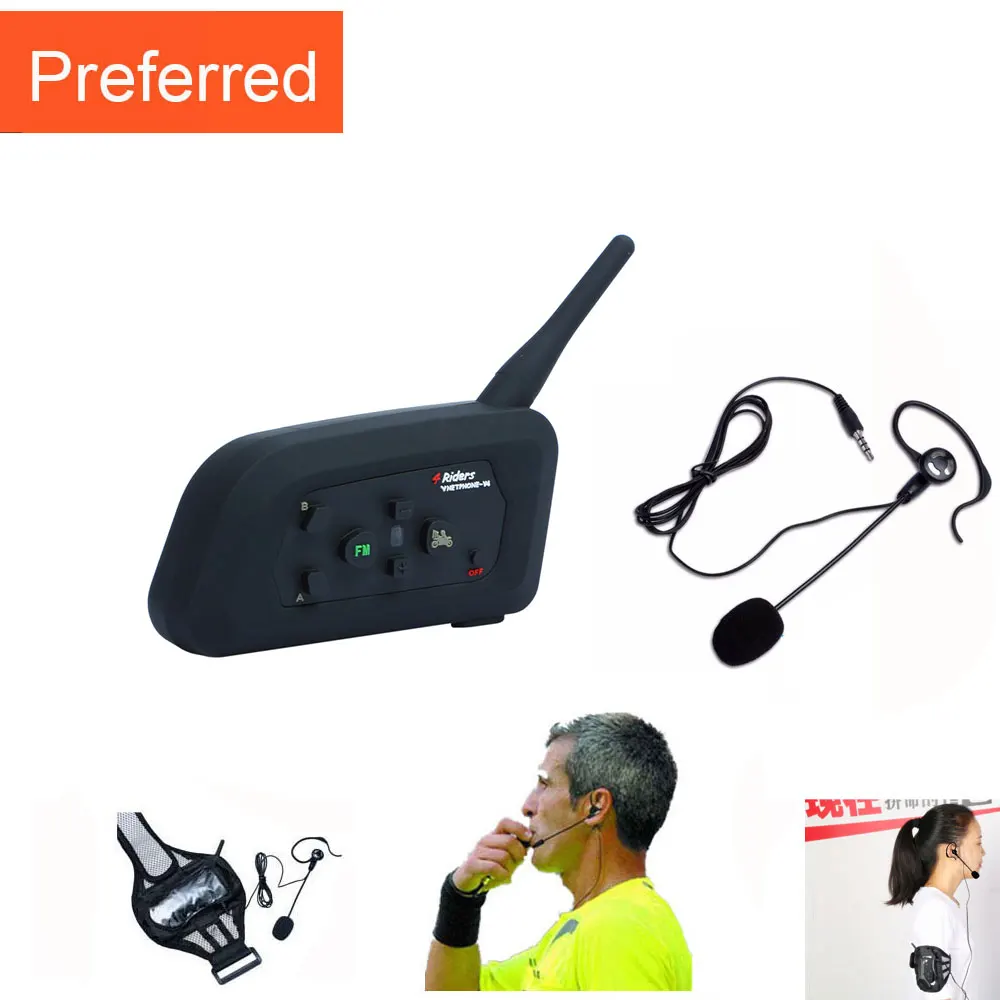 

Referee Arbitro Headset 1PC V4 1200M Intercom Full Duplex Two-way Football Coach Judger Arbitration Earhook Earphone