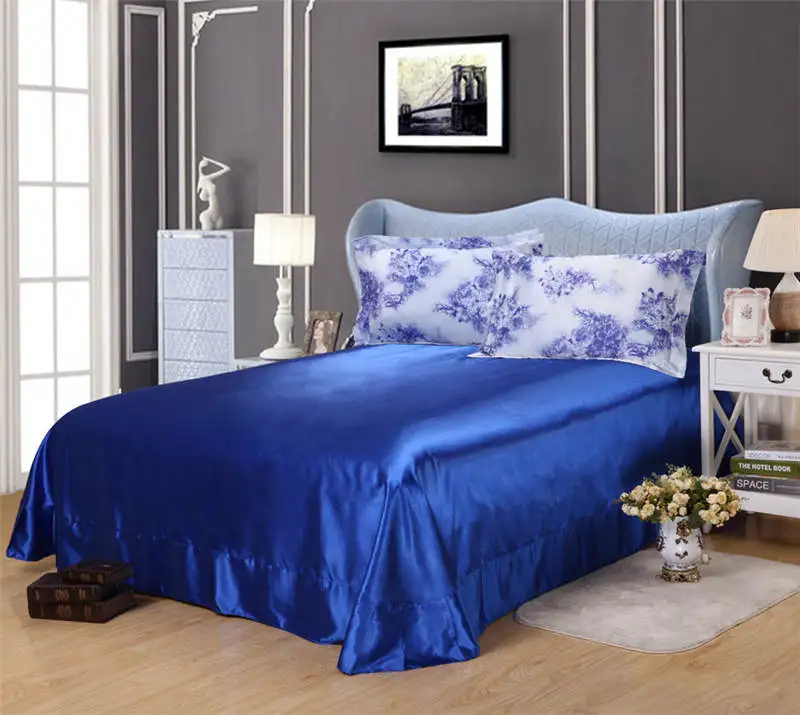 Lujo satén juegos de cama edredones edredón cubre colchas Twin full Queen King Size dormitorio decoración azul planta hogar para adultos - 3