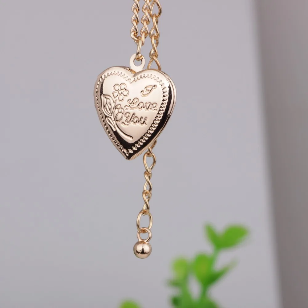 Love Heart Photo Frame Pendant Necklace Creative Can Put Photo Open and