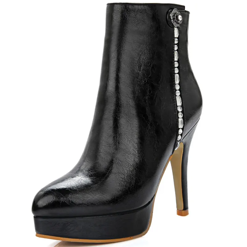 2016 NEW Women Ankle Boots Flowers Shoes Woman Can be Customized Plus Size 32-46 Flock Round Toe Thin High Heels Boots XD757
