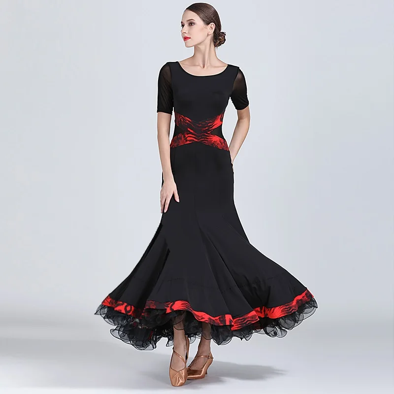black ballroom dress woman ballroom dance clothes spanish flamenco