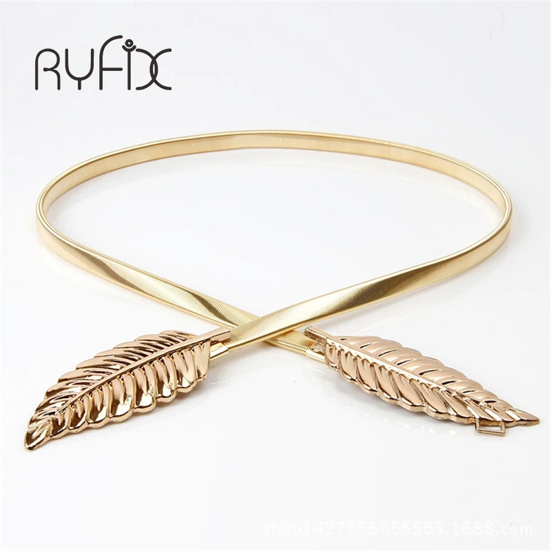 

New Fashionable Women Metal Leaves Elastic Waist Dress Belt Strap Waistband Promotion Sale BL02