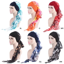 Женская химиотерапия шляпа тюрбан рак платок обертывание длинные волосы предварительно завязанная Шапочка-бандана