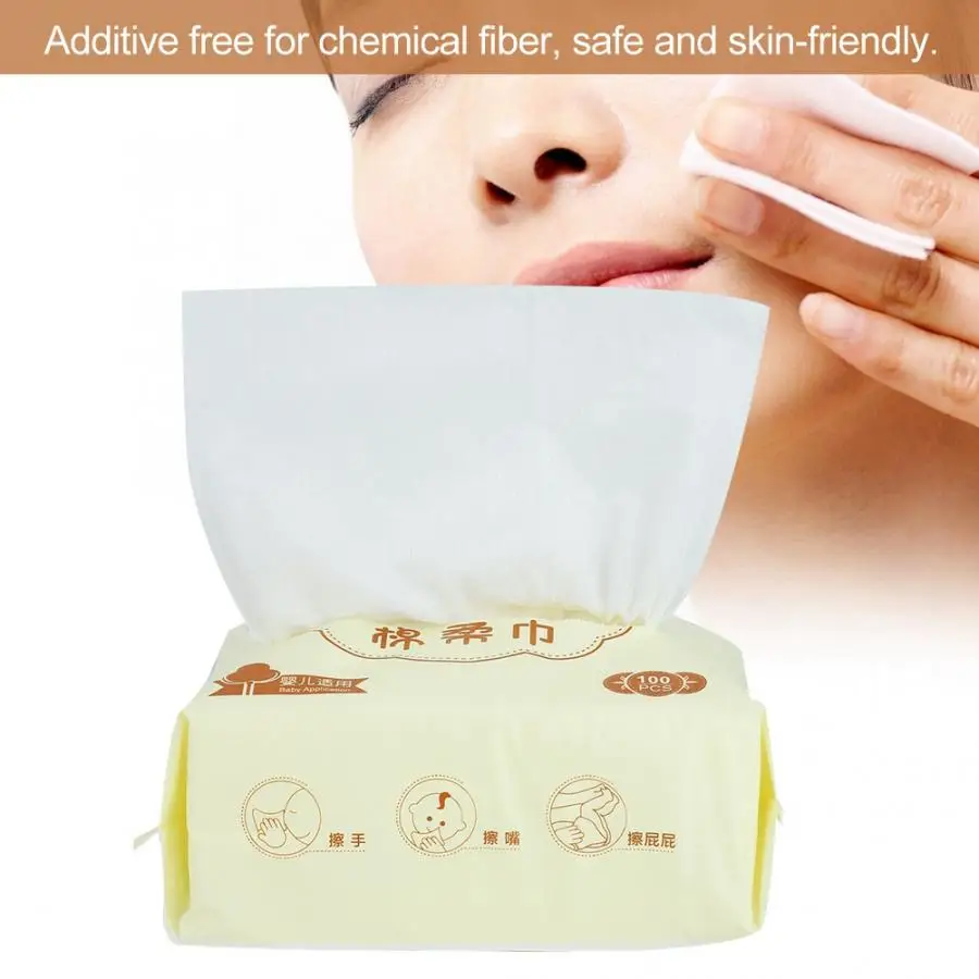 

100pcs Disposable Face Towel Wipes Soft Wet and Dry Dual-use Cleansing Pads Baby Application Face Wipes Makeup Face Towel Wipes
