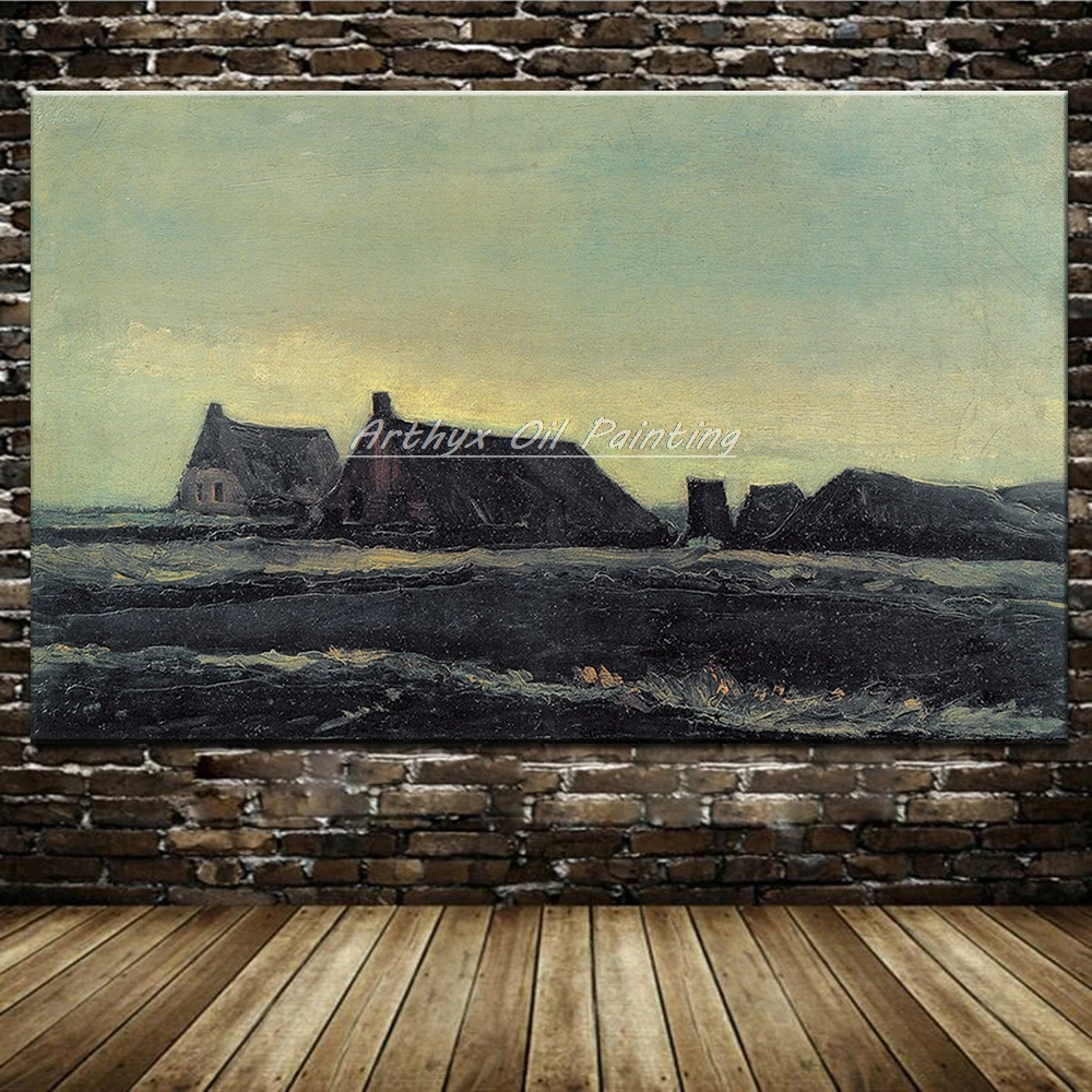 Arthyx Farmhouse By Vincent Van Gogh Impressionist Pictures Handmade Famous Landscape Oil Painting On Canvas For Room Home Decor | Дом и сад