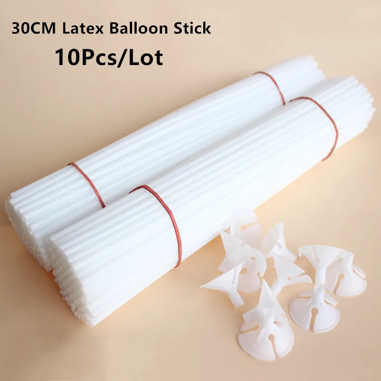 10pcs Balloon Sticks Clear Plastic Rods Balloons Stand Holder