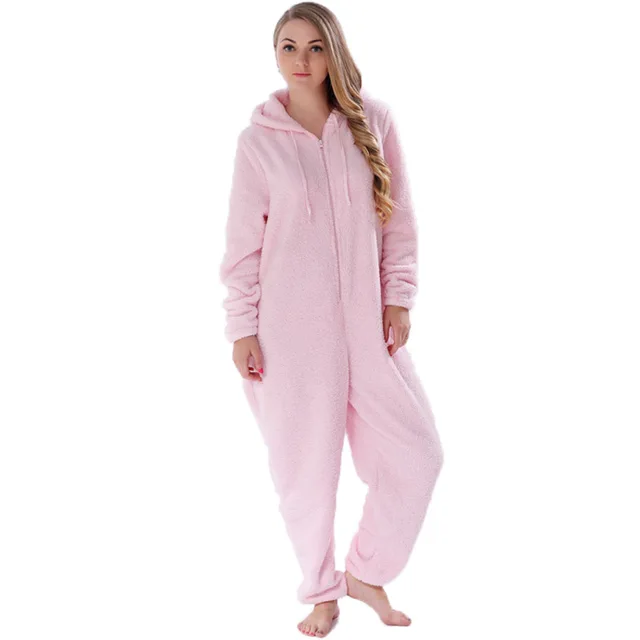 Winter Warm Pyjamas Women Onesies Fluffy Fleece Jumpsuits Sleepwear ...