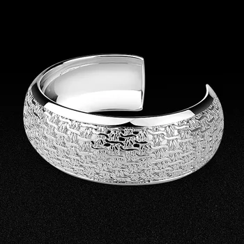

Fashion 925 sterling silver bracelet girl pop jewelry solid silver pattern bracelet opening design silver bracelet birthday gift