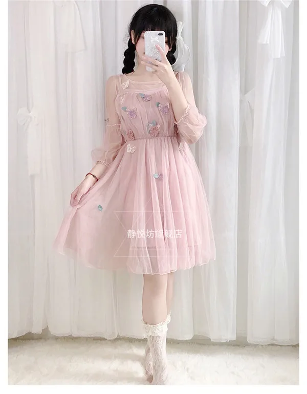 

new Hot Sale!!!girl's dress sweet mesh dress daily wear Available in two colors A