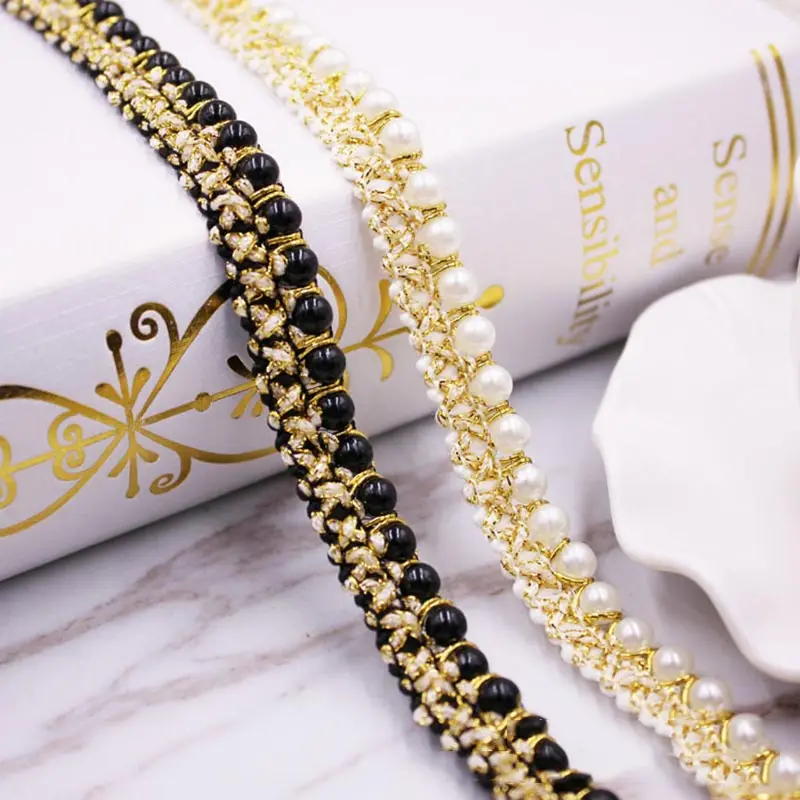 Description Picture 6 of item10yards DIY accessories Pearl lace Ribbon tassel cotton tassels trimming fringes for sewing bed sheet clothes curtain decoration