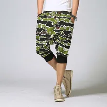 Мужские Леггинсы хлопчатобумажные спортивные брюки длиной до икры Свободные мешковатые шаровары камуфляж, Военный стиль хип хоп летние брюки большие