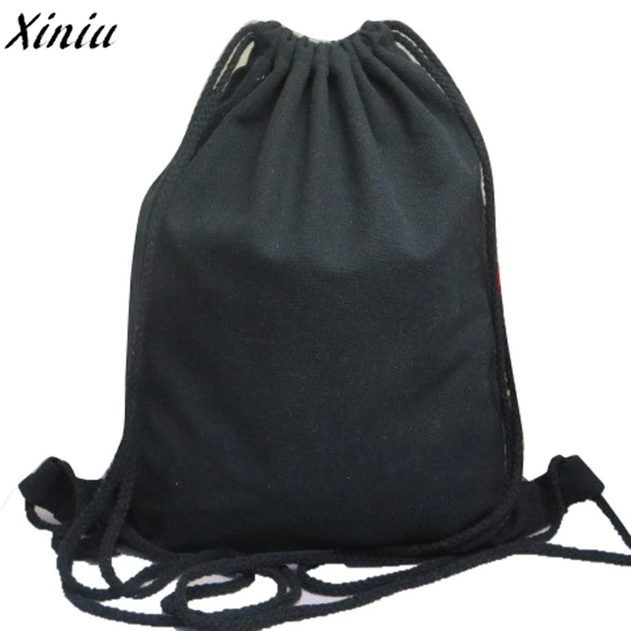 

Backpacks Solid Colors Canvas Drawstring Backpack Vintage Rugzak Shoulder Bagpack Mochila Mujer #7427