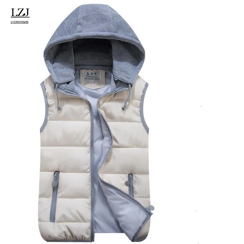 

LZJ Women's autumn and winter vest 2017 Slim hooded cotton vest fashion female models down vest waistcoat vest warm Zipper cap