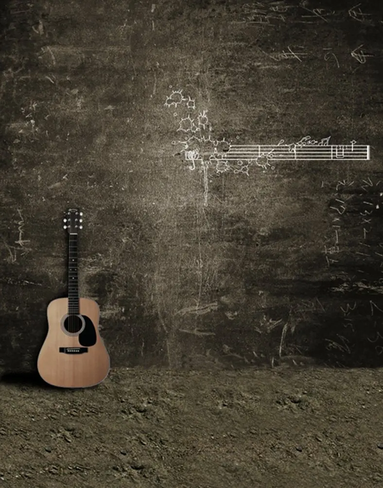

5x7ft Vintage Room Guitar Photography Backdrops Photo Props Studio Background