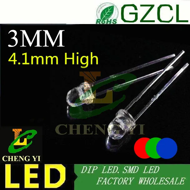 4.1mm high Round RGB 3MM color changing LED automatic fast flashing led