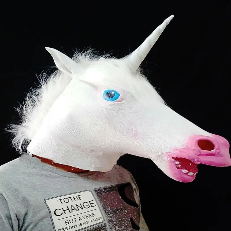 Special  Halloween Unicorn Horse Full Head Mask Adult Latex Cosplay Masks Funny Masquerade Party Prop