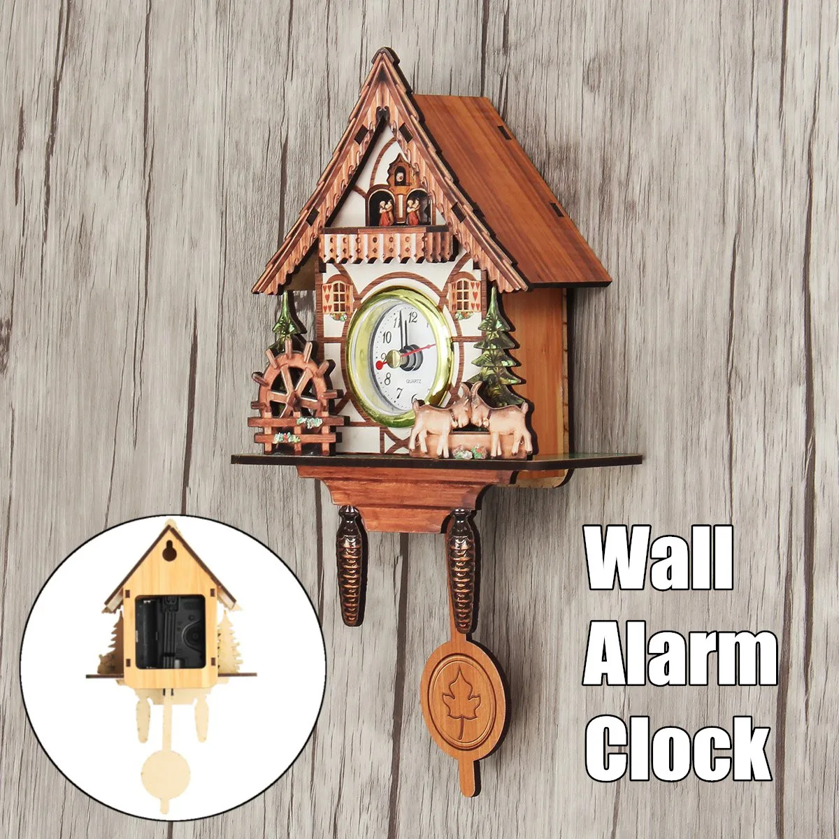 Wall Alarm Cuckoo Clock Wall Hanging Wooden Bell Pointer+Number Without