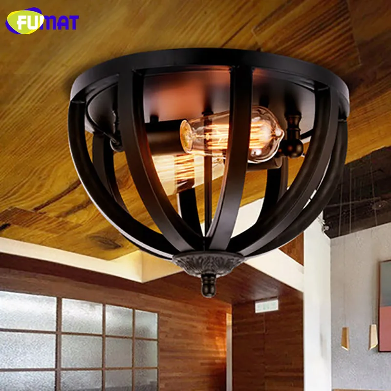 

FUMAT Loft Retro Iron Ceiling Light Simple LED Bedroom Ceiling Lamp Round Entrance Lighting Industry Aisle Balcony Ceiling Light