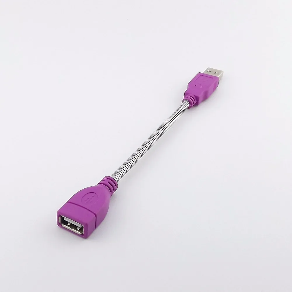 1pcs Purple USB 2.0 A Male Plug To A Female Jack Extension Flexible Metal Stand Cable 15cm