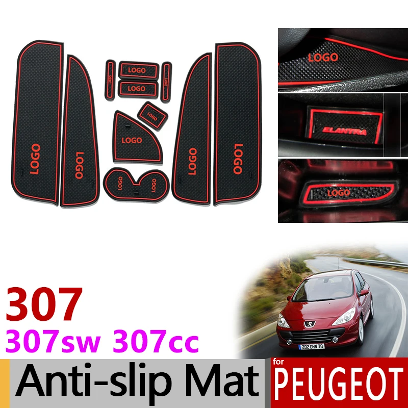 Anti Slip Gate Slot Mat Rubber Cup Coaster For Peugeot 307 307sw