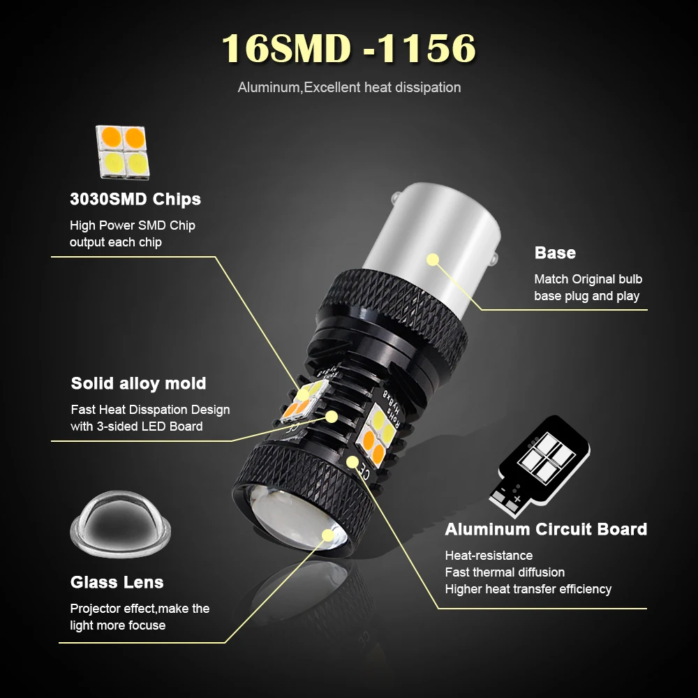2 шт. 1156 BA15S P21W светодиодный сигнальная лампа 1157 BAY15D DRL резервный фонарь стоп