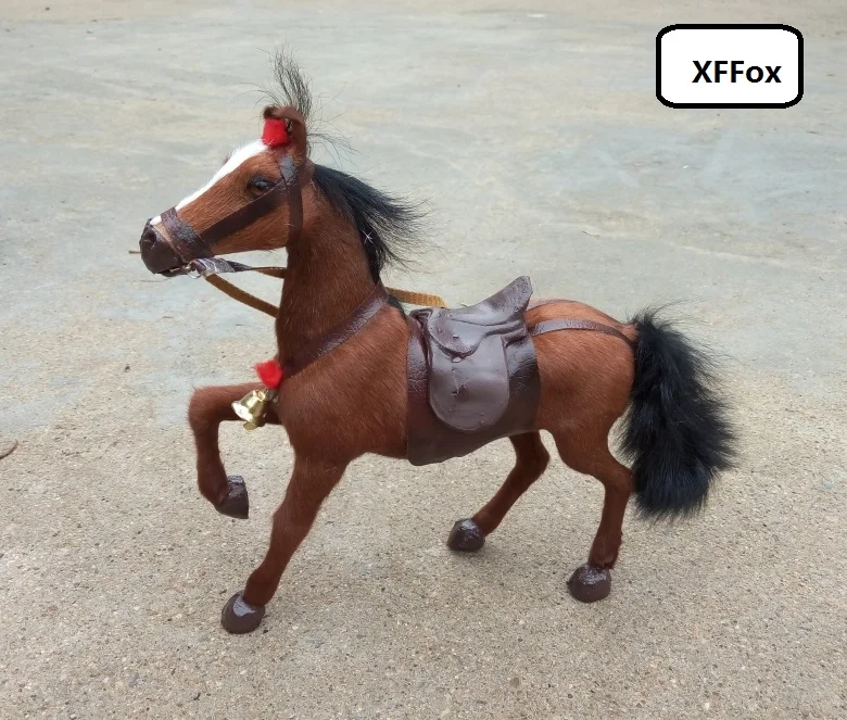 simulation brown horse toy polyethylene/&furs horse model doll 20x18cm