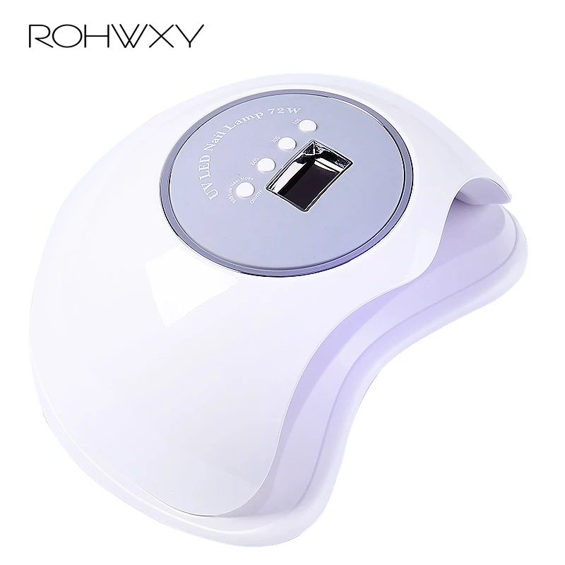 

ROHWXY 72W Nail Dryer Dual UV Led Lamp For All Types Gel Leds UV Lamp Nail Machine Smart Timer LCD Display Tools