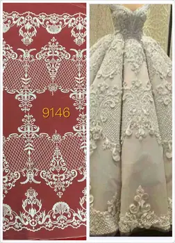 

5 yards/lot embroidery french net lace fabric Beautful white new wedding tulle lace for bridal gown dress