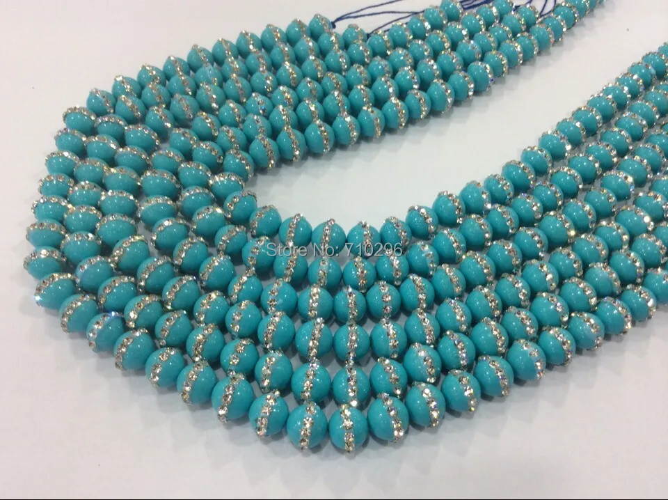 

2strings/lot Charming Blue Plated Shell Pearls 8mm Beads With CZ bead jewelry accessories