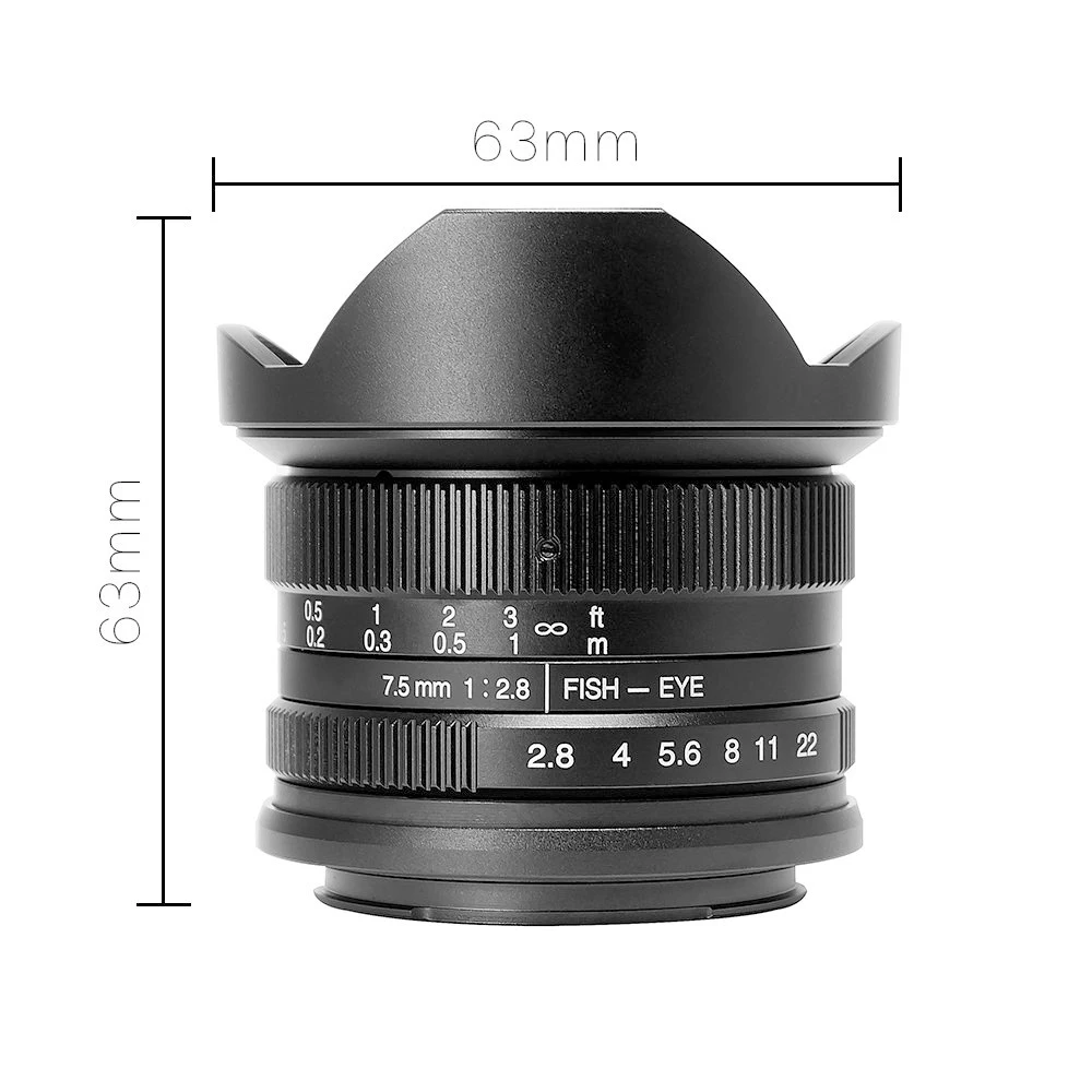 Ручной Объектив fisheye 7artisans 7 5 мм f2.8 объектив с фиксированным праймером 180 для