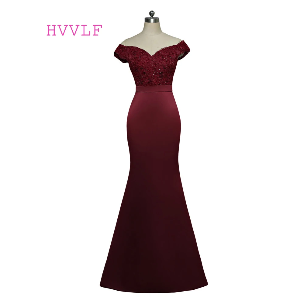 

Burgundy Evening Dresses 2019 Mermaid V-neck Cap Sleeves Appliques Lace Beaded Robe De Soiree Women Long Evening Gown Prom Dress