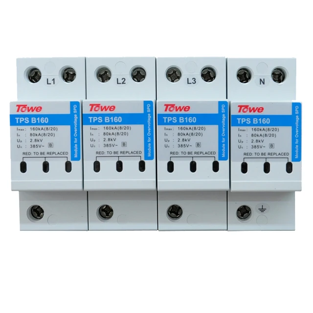 $ TOWE TPS B160 4P three phase power Class B Imax 160kA 4 modules 8/20 Up 2.5kV SPDs